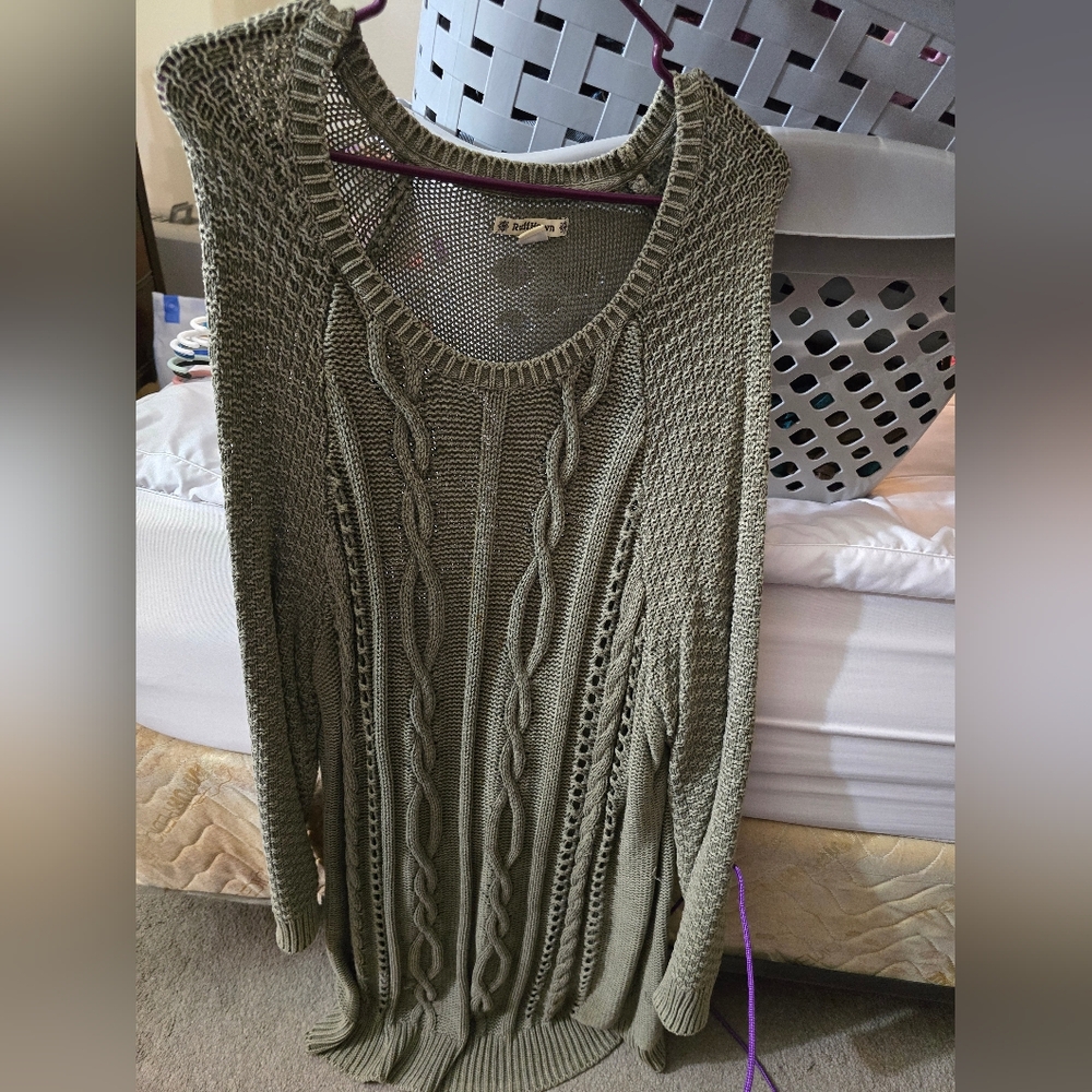 Olive Green Cable Knit Sweater